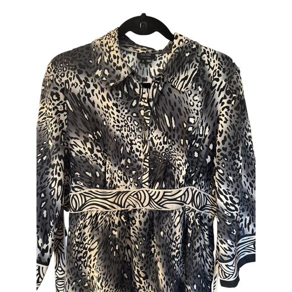 Nicole Miller Animal Print Medium Empire Waist Tie Button Up sz 14 Mobwife chic - Picture 3 of 6